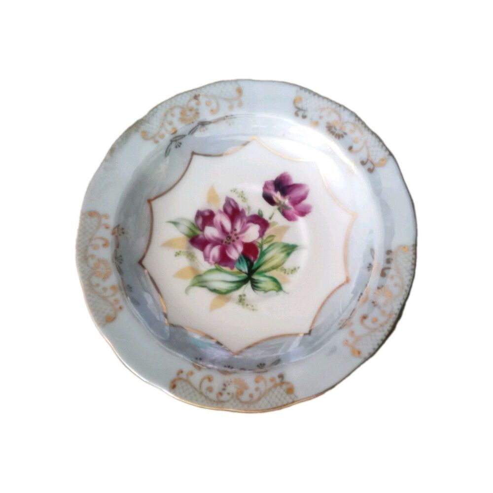 BP Saucer Vintage Purple Floral Hand Painted